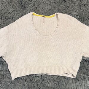 Free People Cream Scoop Neck Sweater Size Small
